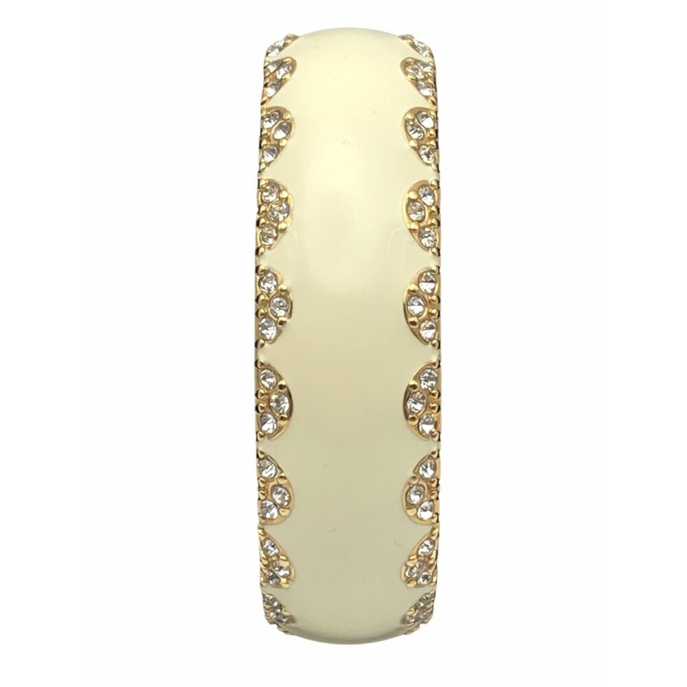 New Stella and Dot Cream Enamel Rhinestone Bracelet "Sloane" Hinged Bangle NIB